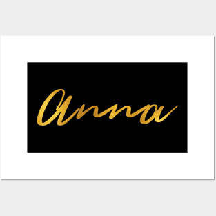 Anna Name Hand Lettering in Gold Letters Posters and Art